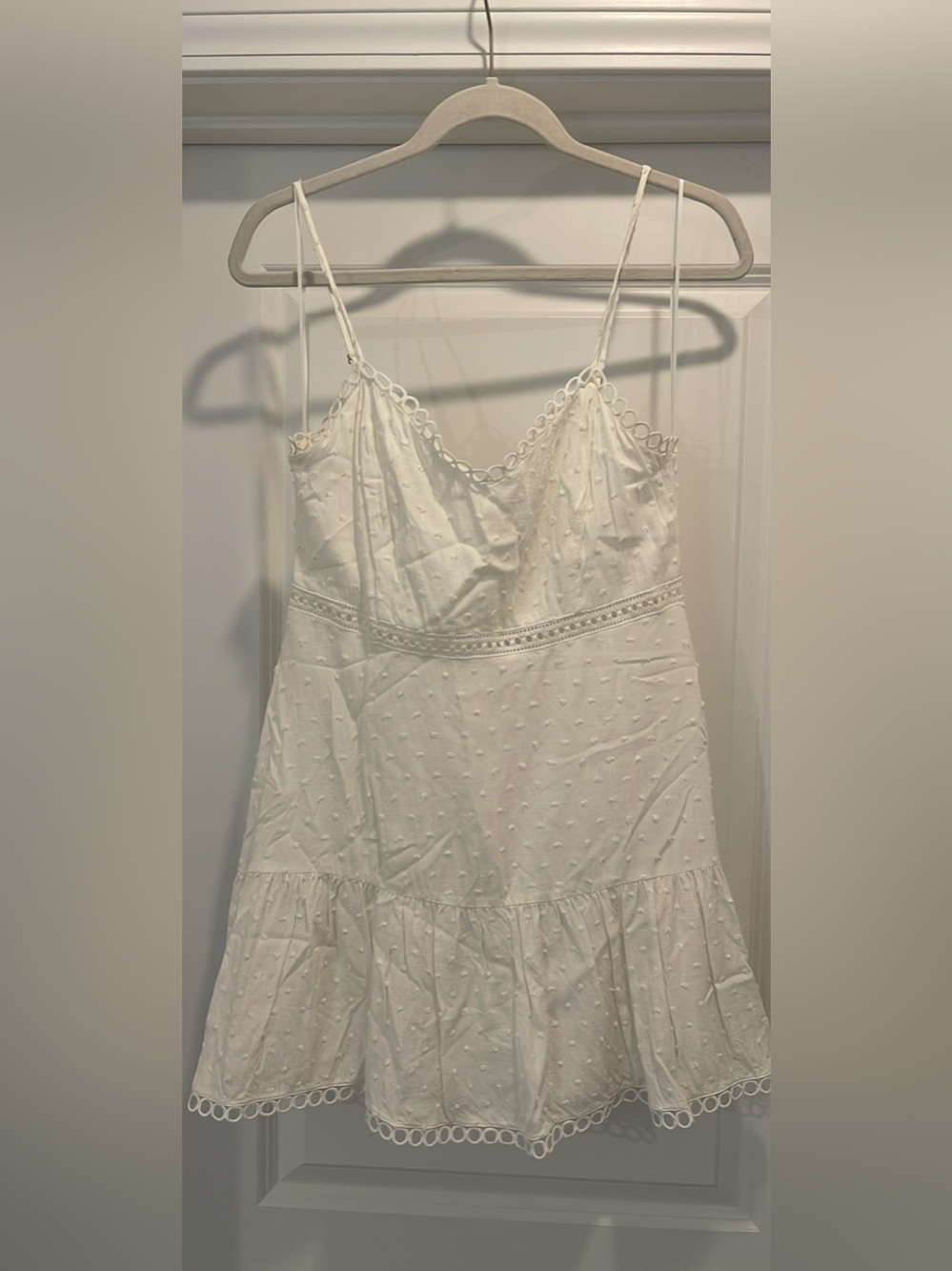 Women’s Ivory Swiss Dot Slip Dress with Lace Trim LUSH size 4